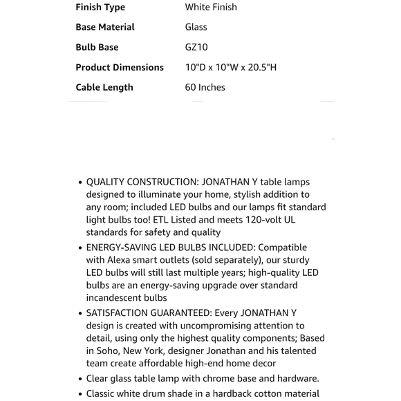 Jonathan Y NWT Anya Double Gourd Glass Table Lamp JYL1028E 20.5"H - Picture 7 of 8